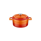 Turgla Cast Iron dia.5.5" h:2" 26 oz. Round Orange Cast Iron Dutch Oven