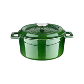Turgla Cast Iron dia.9.5" h:4" 4.75 qt. Round Green Cast Iron Dutch Oven (1 each)