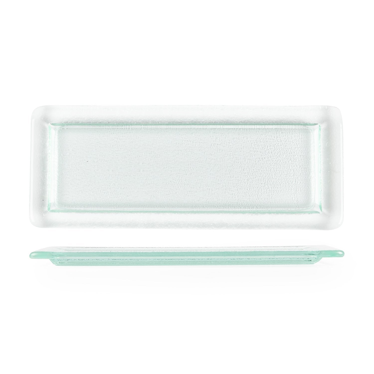 Turgla Fusion Glass 17.75" x 10" x h:0.75" Rectangular Clear Glass Platter (1 each)