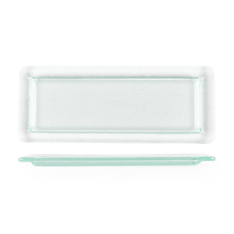 Turgla Fusion Glass 17.75" x 10" x h:0.75" Rectangular Clear Glass Platter (1 each)