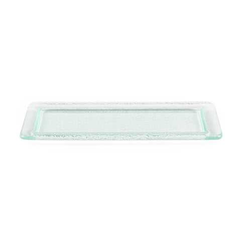 Turgla Fusion Glass 17.75" x 10" x h:0.75" Rectangular Clear Glass Platter (1 each)