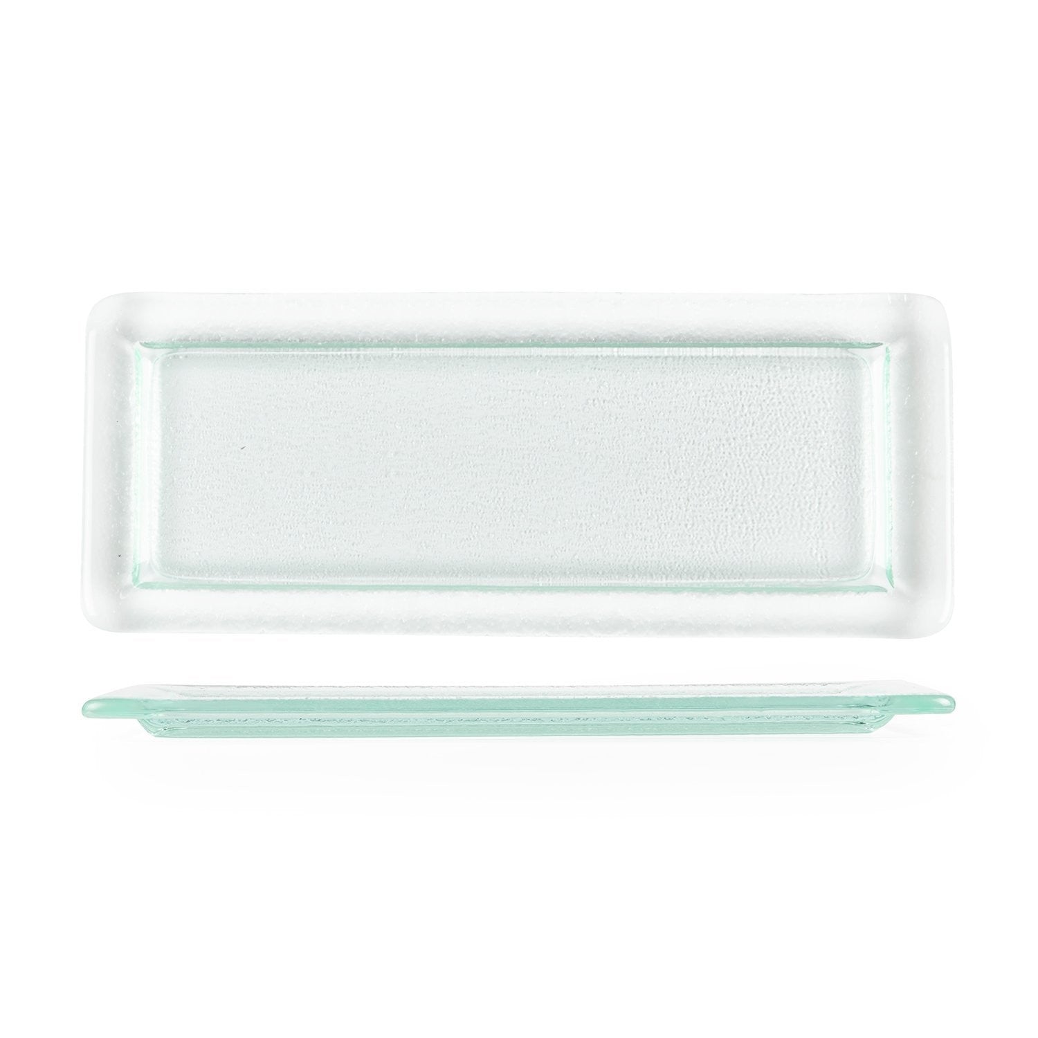 Turgla Fusion Glass 17.75" x 10" x h:0.75" Rectangular Clear Glass Platter (1 each)