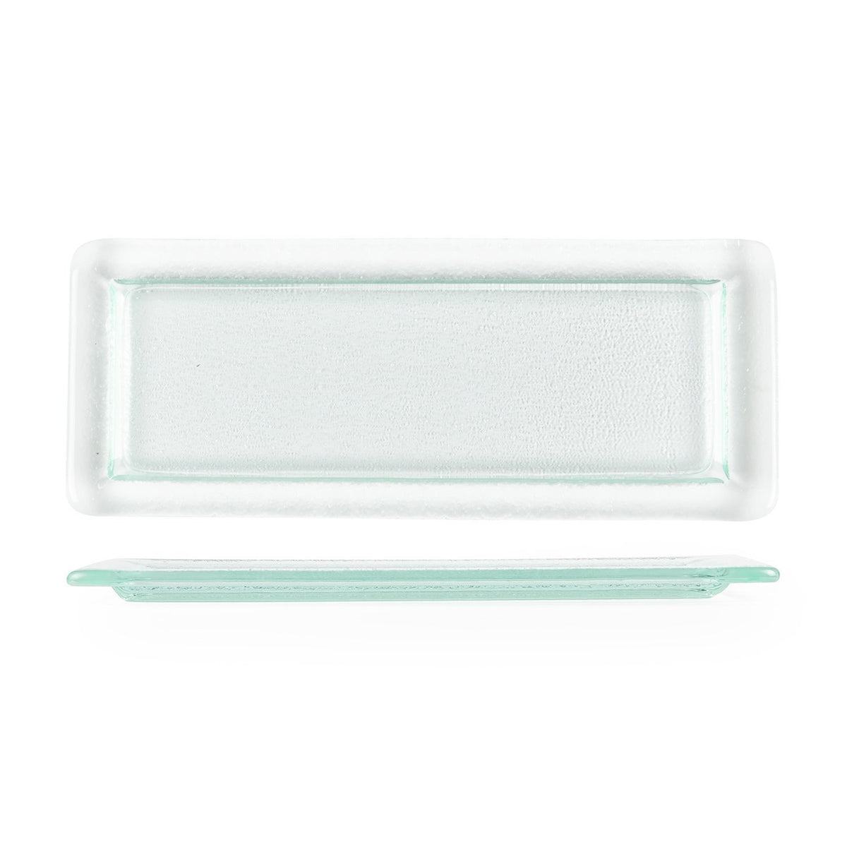 Turgla Fusion Glass 17.75" x 10" x h:0.75" Rectangular Clear Glass Platter (1 each)
