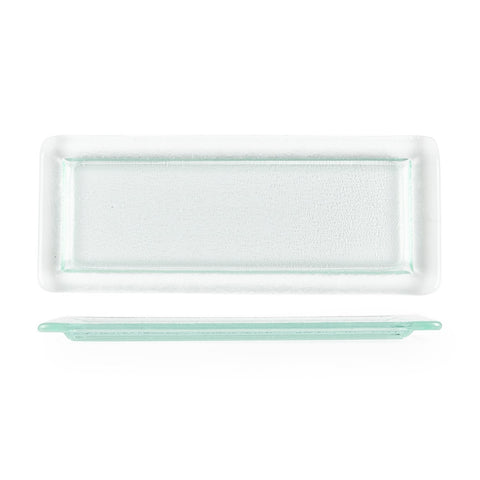 Turgla Fusion Glass 17.75" x 10" x h:0.75" Rectangular Clear Glass Platter (1 each)