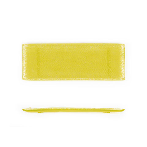 Turgla Fusion Glass 13.75" x 5" x h:0.5" Rectangular Yellow Glass Platter (Set of 2)