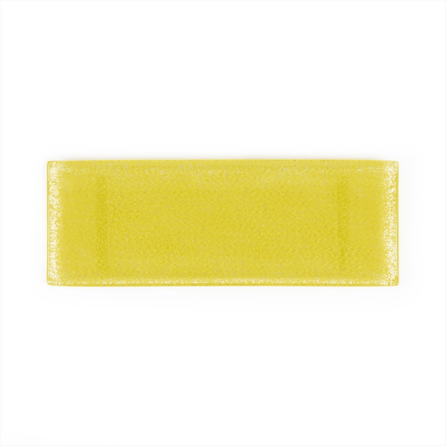 Turgla Fusion Glass 13.75" x 5" x h:0.5" Rectangular Yellow Glass Platter (Set of 2)