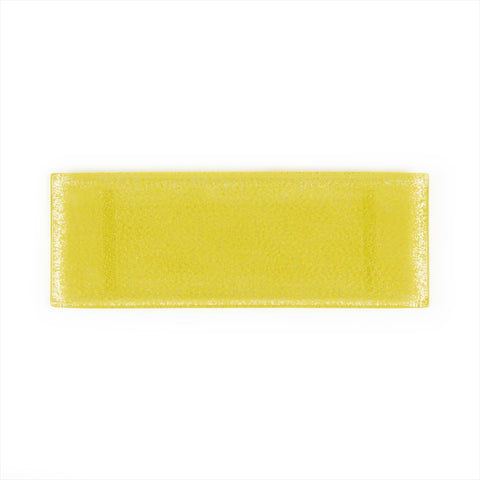 Turgla Fusion Glass 13.75" x 5" x h:0.5" Rectangular Yellow Glass Platter (Set of 2)