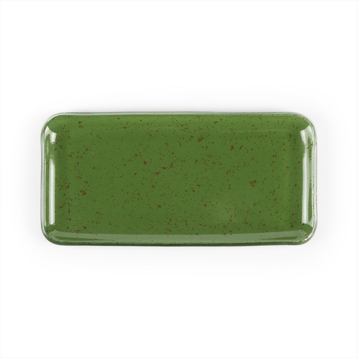 Turgla Fusion Glass 12.25" x 6" x h:1" Rectangular Basil Glass Platter (1 each)