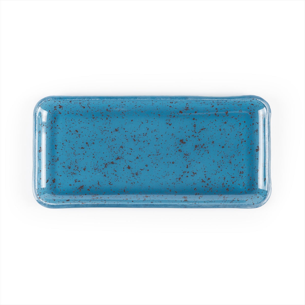 Turgla Fusion Glass 12.25" x 6" x h:1" Rectangular Blue Glass Platter (1 each)