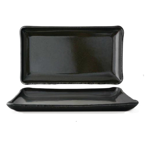 Glass Dinnerware 12.25" x 6" x h:1" Rectangular Grey Glass Platter