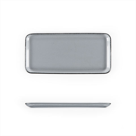 Turgla Fusion Glass 12.25" x 6" x h:1" Rectangular Charcoal Glass Platter (1 each)