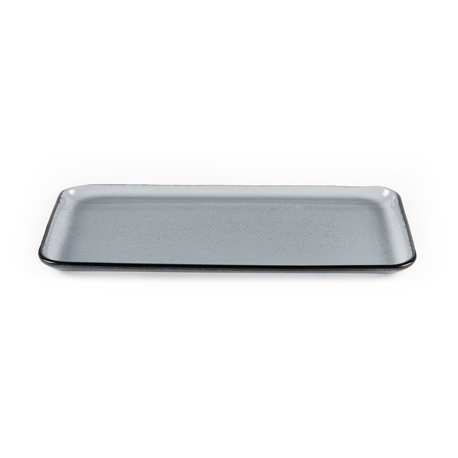 Turgla Fusion Glass 12.25" x 6" x h:1" Rectangular Charcoal Glass Platter (1 each)