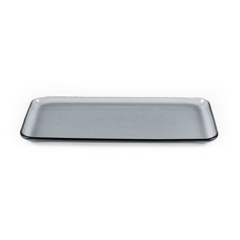 Turgla Fusion Glass 12.25" x 6" x h:1" Rectangular Charcoal Glass Platter (1 each)