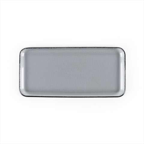 Turgla Fusion Glass 12.25" x 6" x h:1" Rectangular Charcoal Glass Platter (1 each)