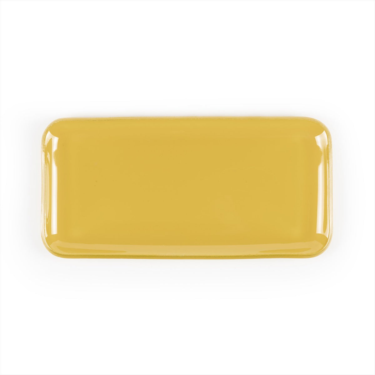 Turgla Fusion Glass 12.25" x 6" x h:1" Rectangular Turmeric Glass Platter (1 each)