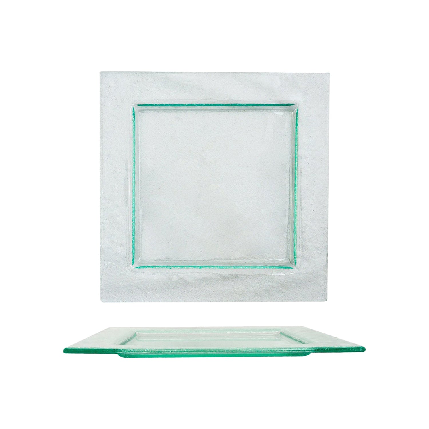 Turgla Fusion Glass 8.75" x 8.75" Square Clear Glass Plate (Set of 2)