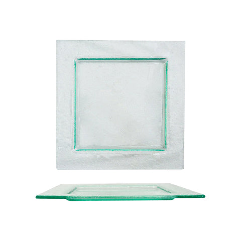 Turgla Fusion Glass 8.75" x 8.75" Square Clear Glass Plate (Set of 2)