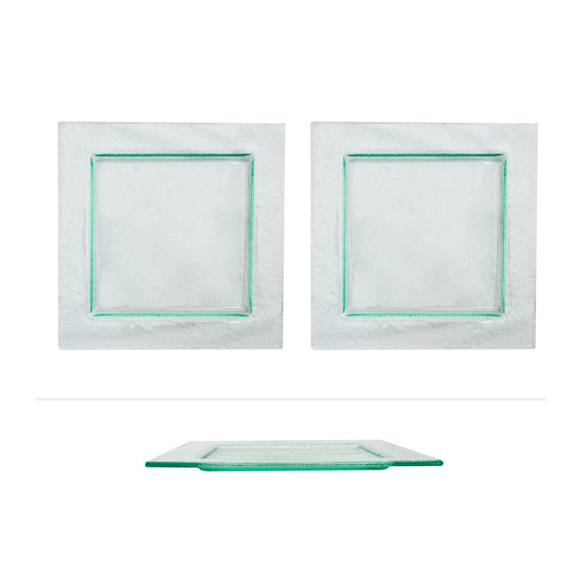 Turgla Fusion Glass 8.75" x 8.75" Square Clear Glass Plate (Set of 2)