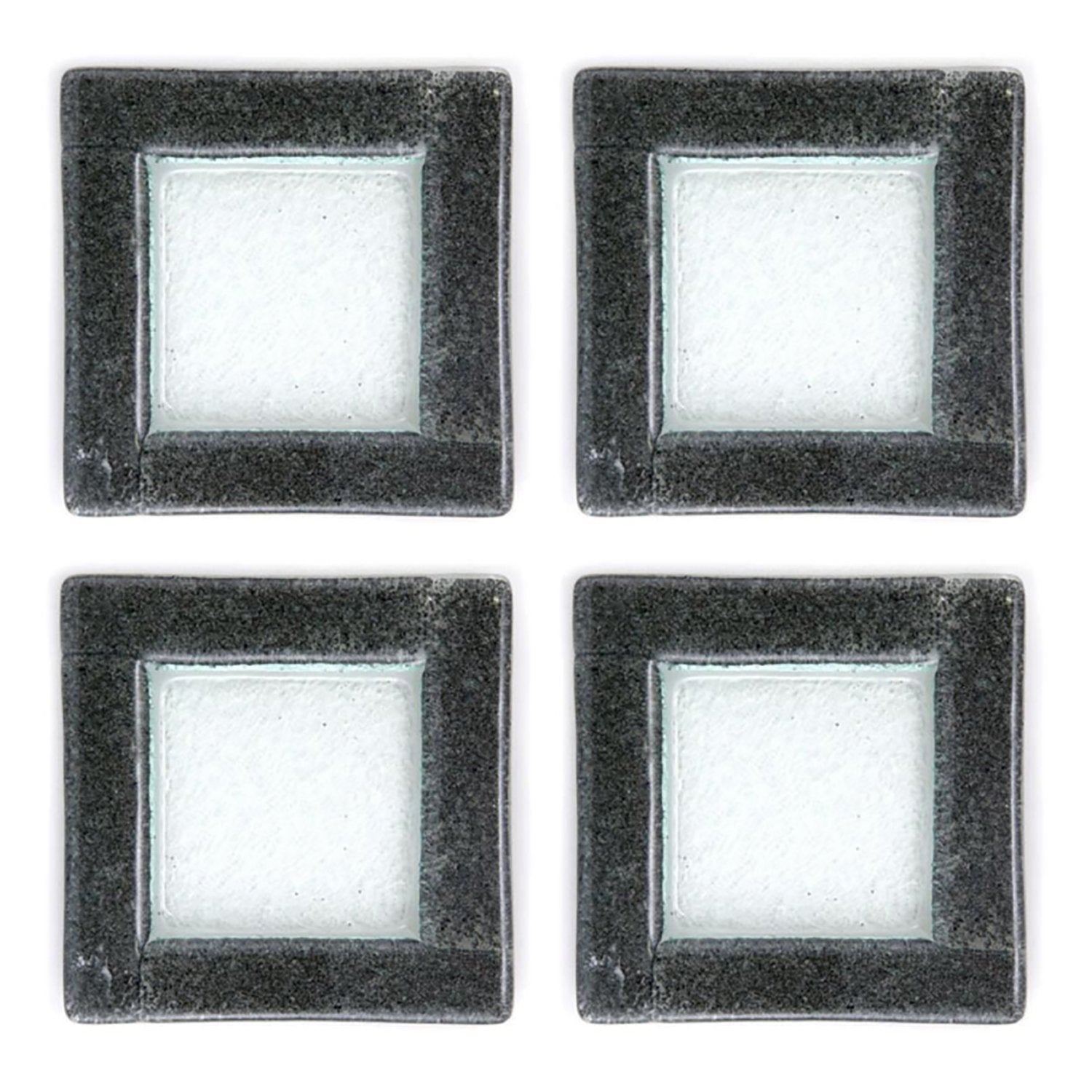 Turgla Fusion Glass 6" x 6" Square Black Glass Plate (Set of 4)