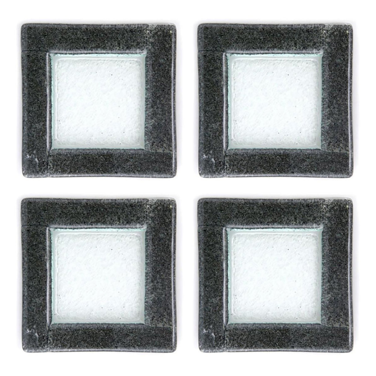 Turgla Fusion Glass 6" x 6" Square Black Glass Plate (Set of 4)