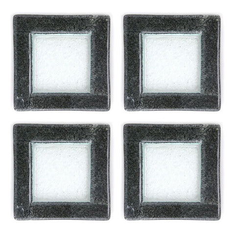 Turgla Fusion Glass 6" x 6" Square Black Glass Plate (Set of 4)