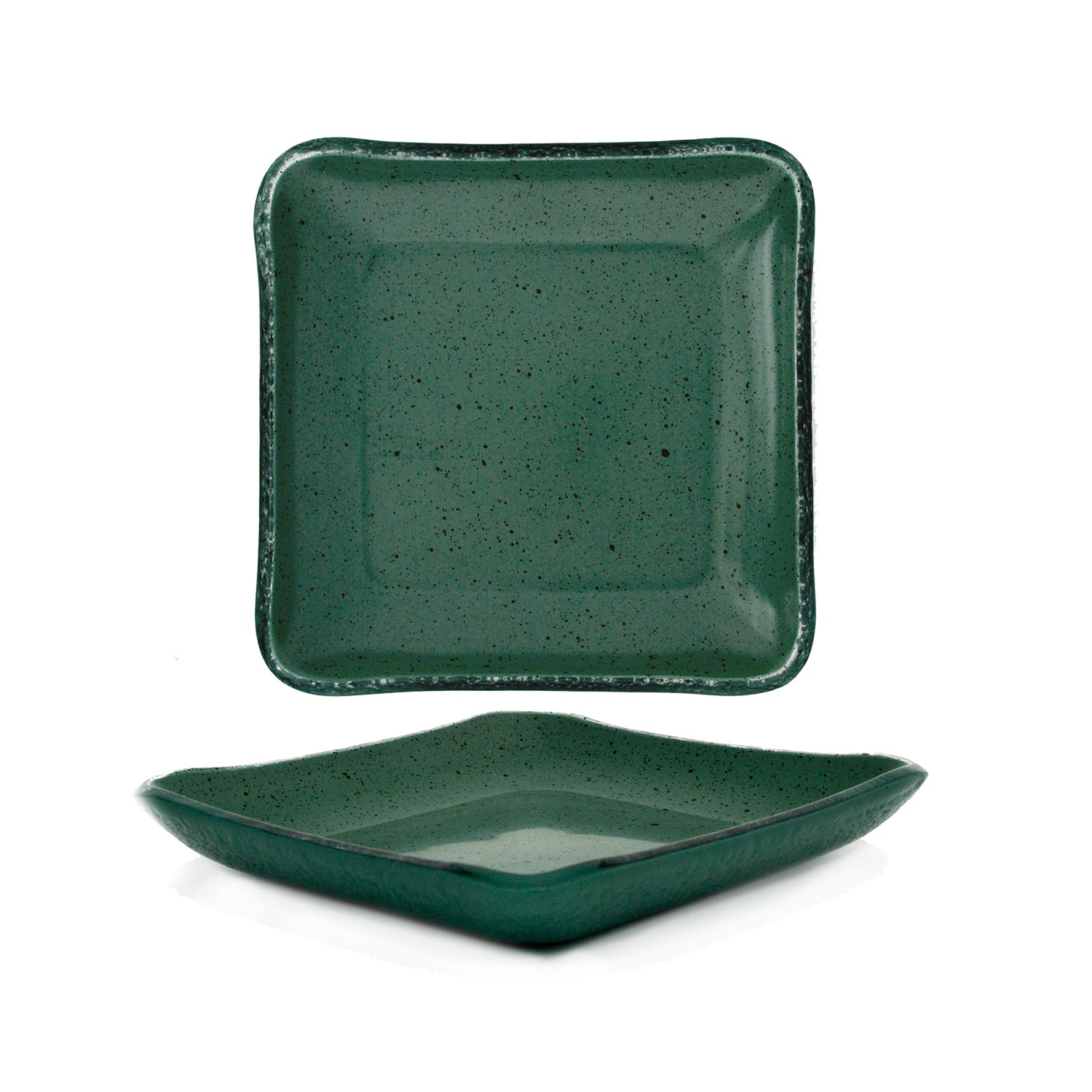 Turgla Fusion Glass 5.75" x 5.75" Square Agave Glass Plate (Set of 2)