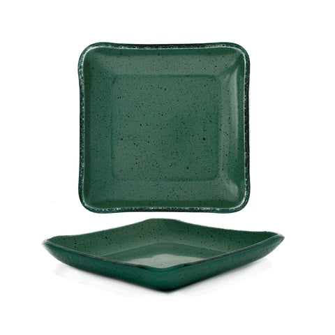 Turgla Fusion Glass 5.75" x 5.75" Square Agave Glass Plate (Set of 2)