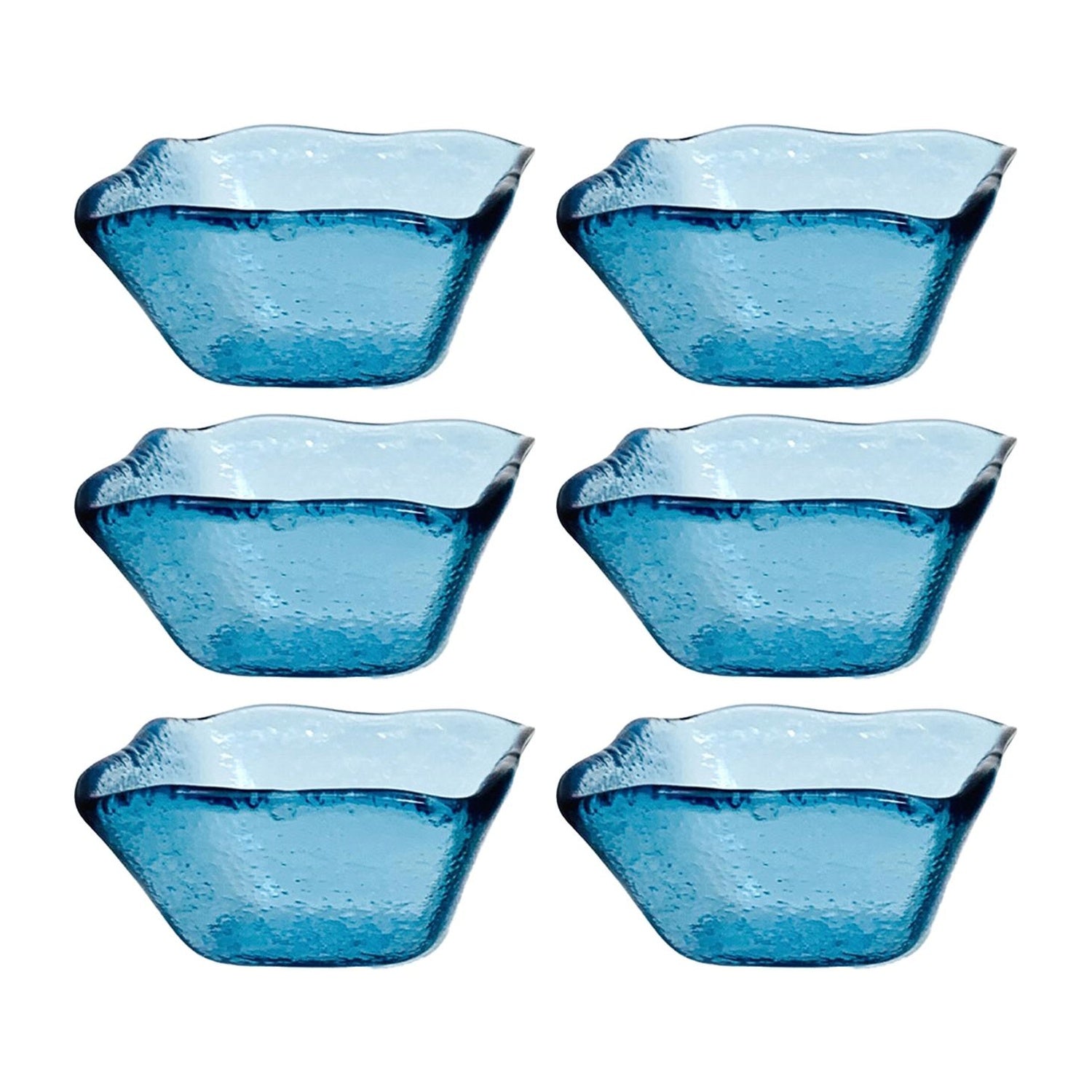 Glass Dinnerware 2.25" x 2.25" x h:1.5" 2 oz. Square Transparent Blue Glass Ramekin (Set of 6)