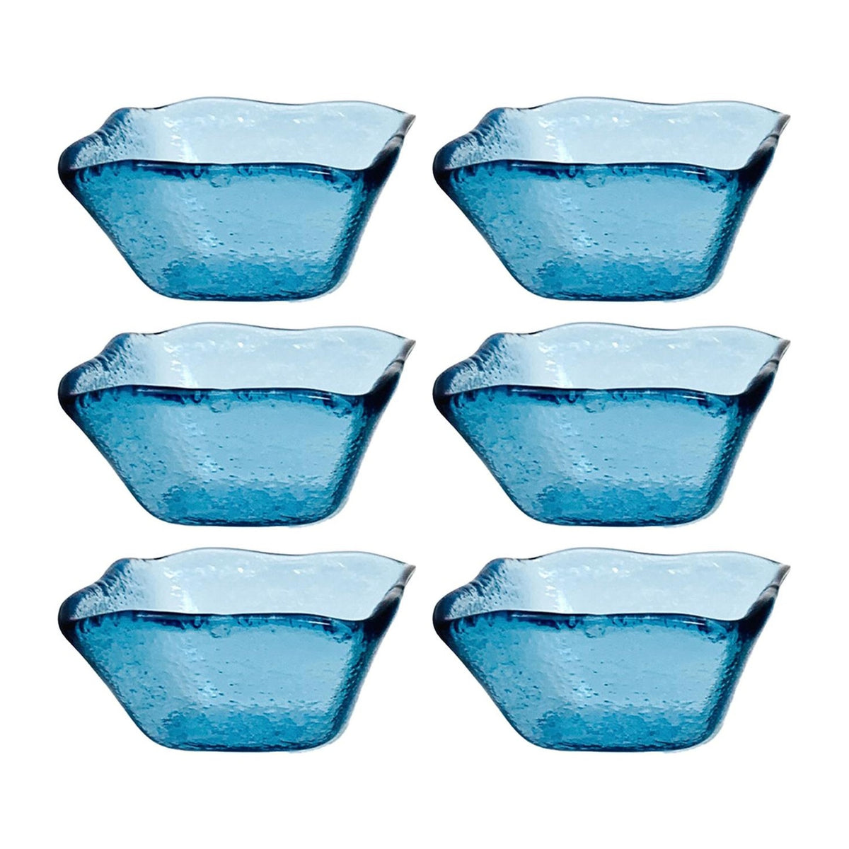 Glass Dinnerware 2.25" x 2.25" x h:1.5" 2 oz. Square Transparent Blue Glass Ramekin (Set of 6)