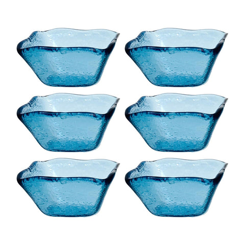 Glass Dinnerware 2.25" x 2.25" x h:1.5" 2 oz. Square Transparent Blue Glass Ramekin (Set of 6)