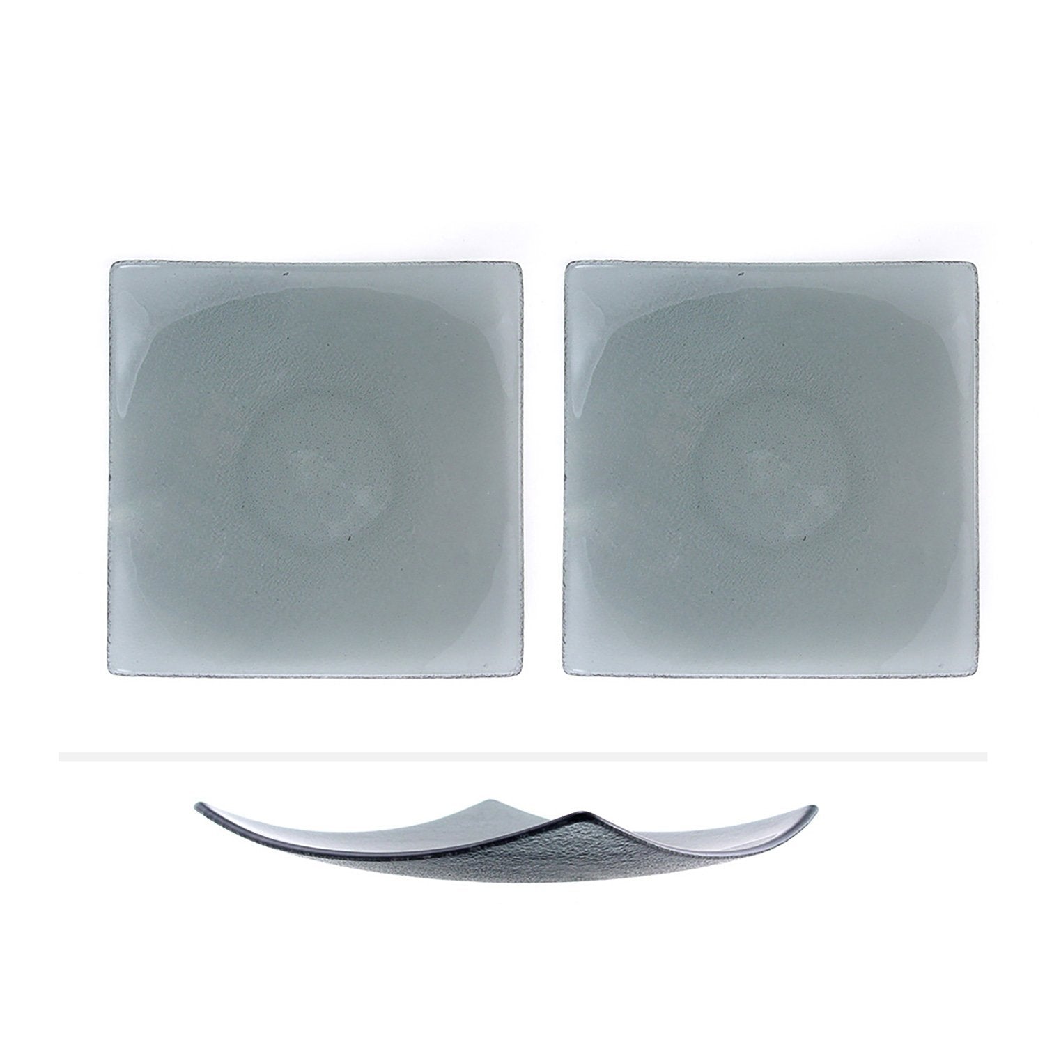 Turgla Fusion Glass 7.75" x 7.75" Square Charcoal Glass Plate