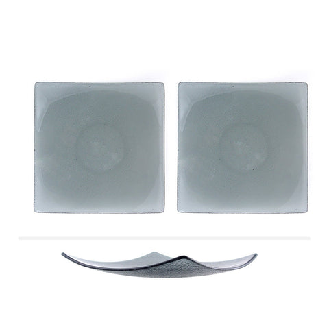 Turgla Fusion Glass 7.75" x 7.75" Square Charcoal Glass Plate