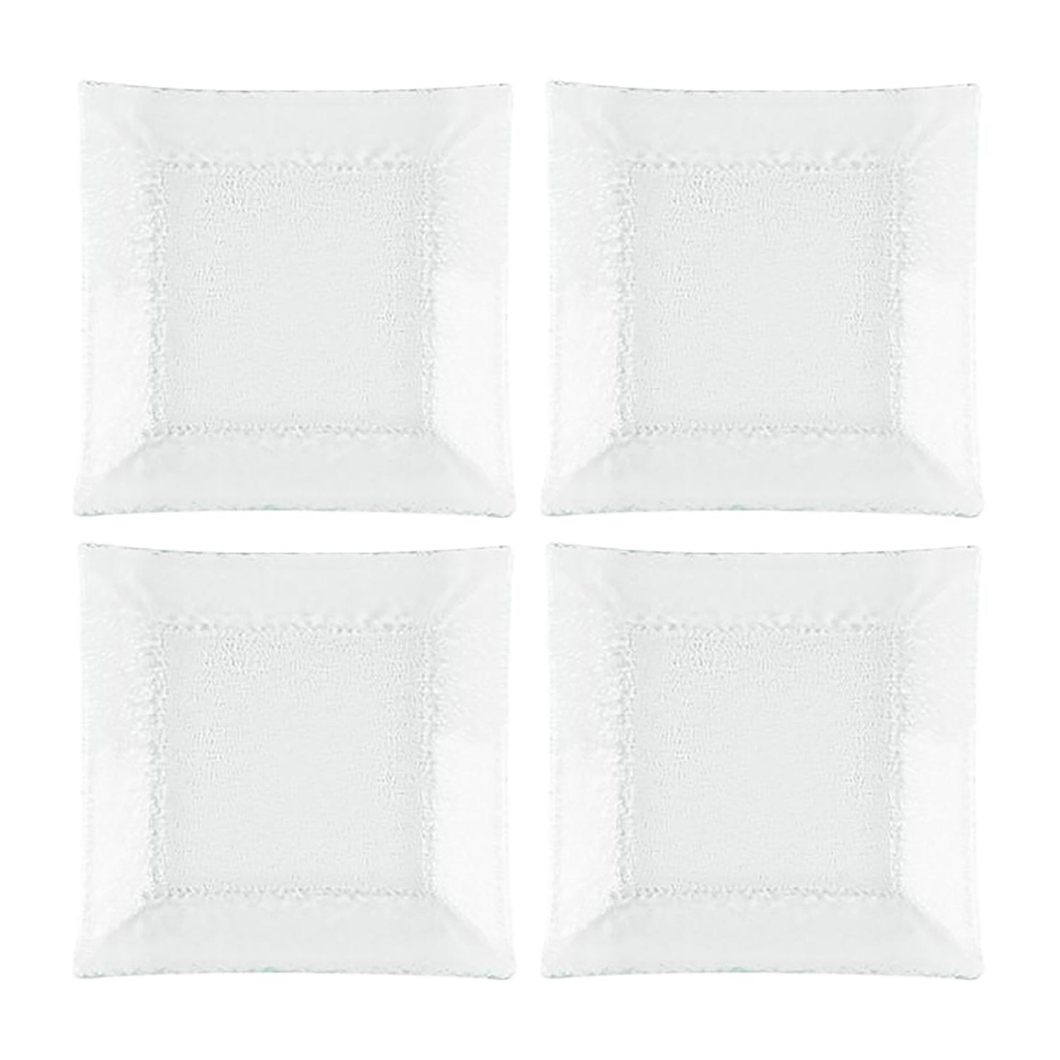 Glass Dinnerware 6.25" x 6" Square Clear Glass Plate (Set of 4)