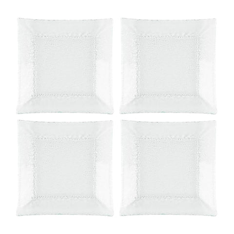 Glass Dinnerware 6.25" x 6" Square Clear Glass Plate (Set of 4)