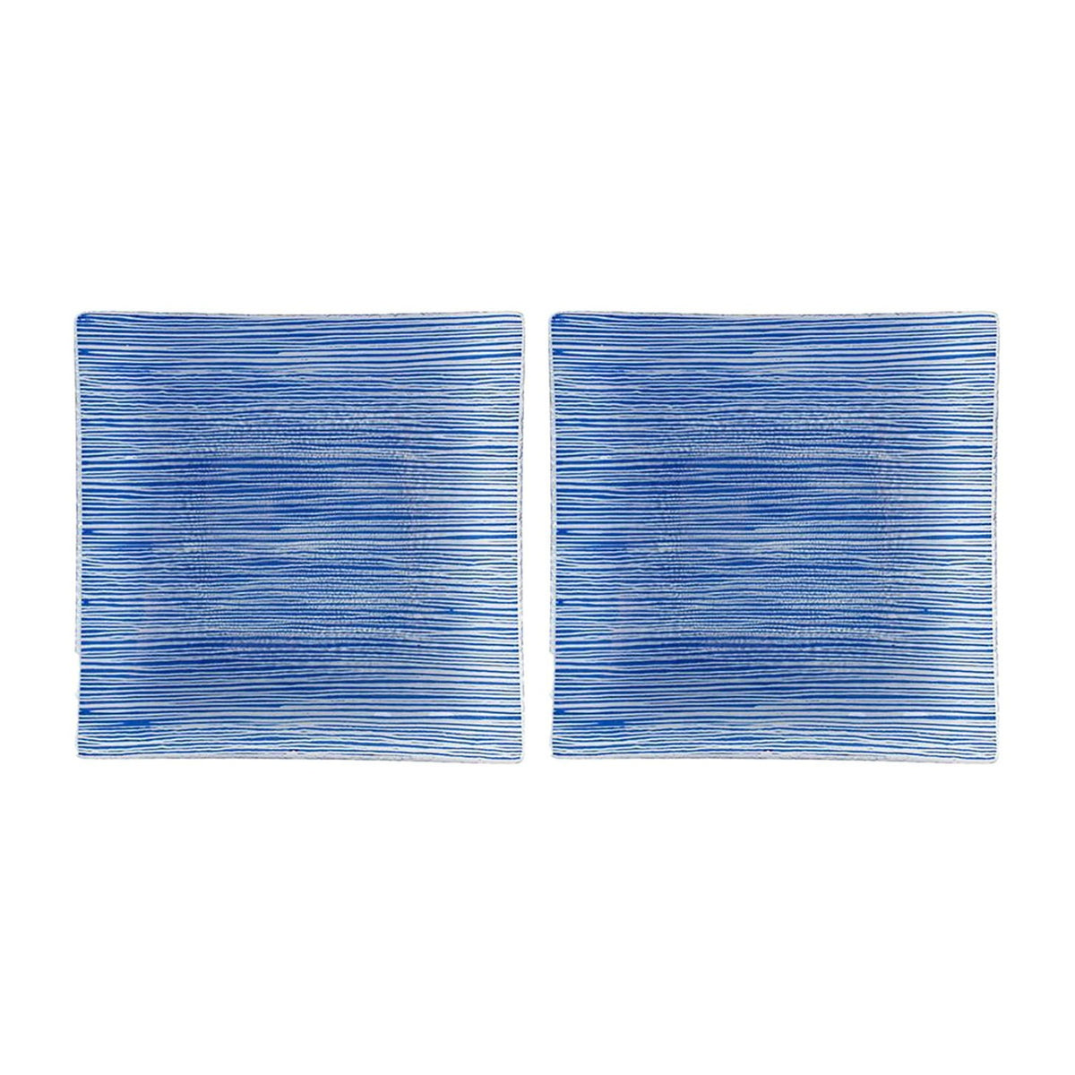 Glass Dinnerware 7.75" x 7.75" Square Blue Glass Plate (Set of 2)