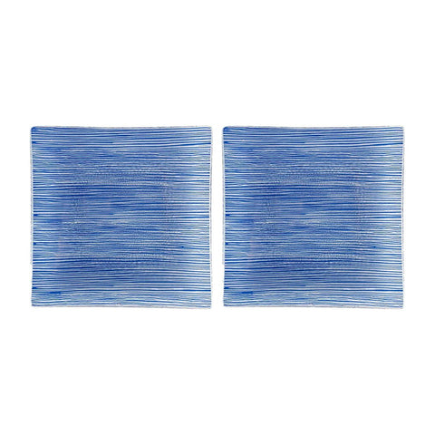 Glass Dinnerware 7.75" x 7.75" Square Blue Glass Plate (Set of 2)