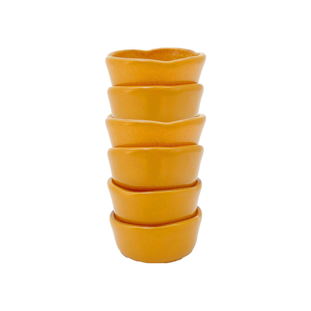 Turgla Fusion Glass dia.2" h:1" 1 oz. Round Turmeric Glass Ramekin (Set of 6)