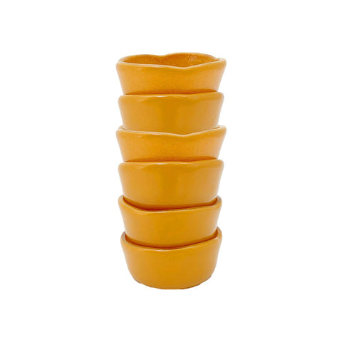 Turgla Fusion Glass dia.2" h:1" 1 oz. Round Turmeric Glass Ramekin (Set of 6)