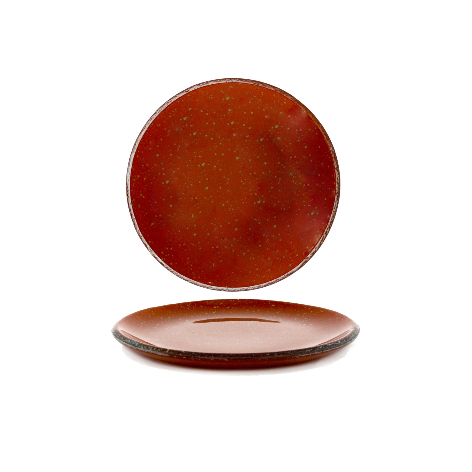 Turgla Fusion Glass dia.6.25" Round Paprika Glass Plate (Set of 4)