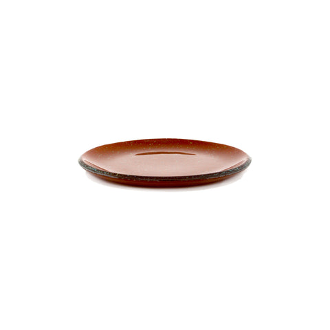 Turgla Fusion Glass dia.6.25" Round Paprika Glass Plate (Set of 4)