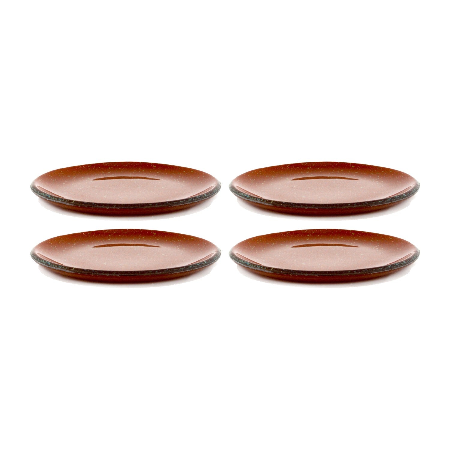 Turgla Fusion Glass dia.6.25" Round Paprika Glass Plate (Set of 4)