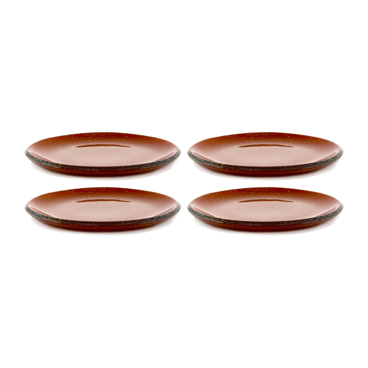 Turgla Fusion Glass dia.6.25" Round Paprika Glass Plate (Set of 4)
