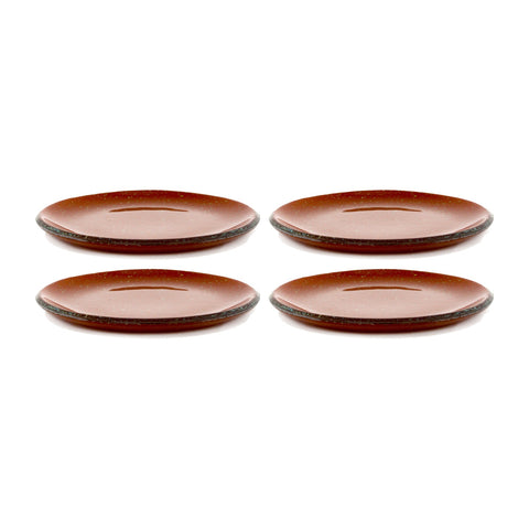 Turgla Fusion Glass dia.6.25" Round Paprika Glass Plate (Set of 4)
