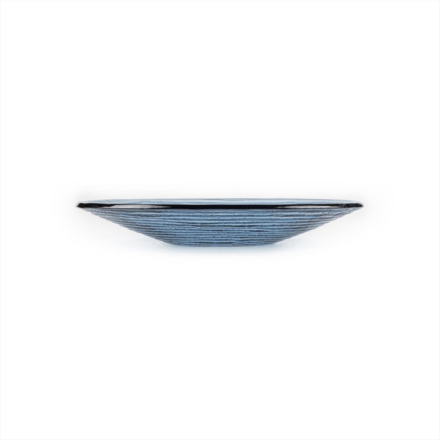 Glass Dinnerware dia.11.75" h:1.5" 32 oz. Round Transparent Blue Glass Bowl