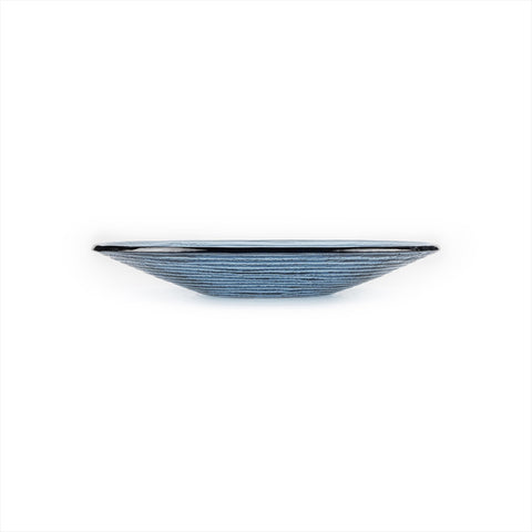 Glass Dinnerware dia.11.75" h:1.5" 32 oz. Round Transparent Blue Glass Bowl