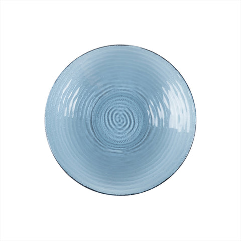 Glass Dinnerware dia.11.75" h:1.5" 32 oz. Round Transparent Blue Glass Bowl