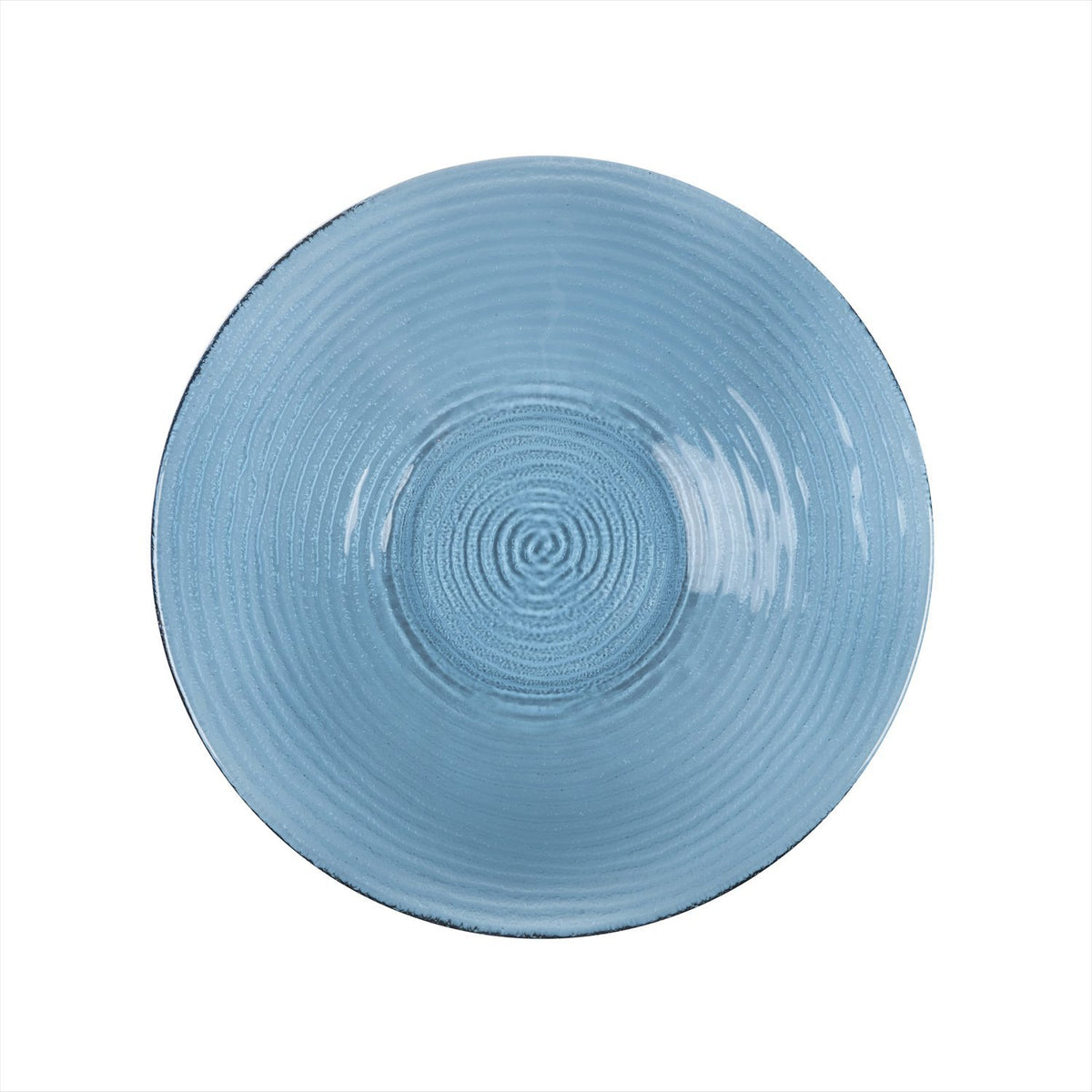 Turgla Fusion Glass dia.13.75" h:2" 58 oz. Round Transparent Blue Glass Bowl (1 each)