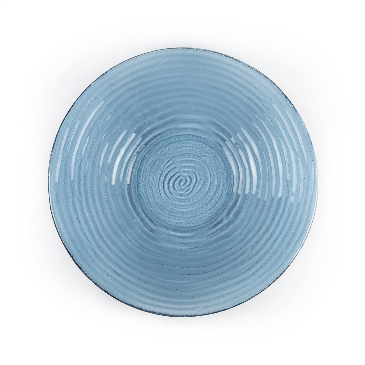 Turgla Fusion Glass dia.17.75" h:3" 4.5 qt. Round Transparent Blue Glass Bowl (1 each)