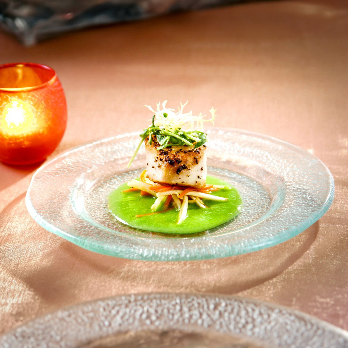 Turgla Fusion Glass dia.9" Round Clear Glass Plate (1 each)