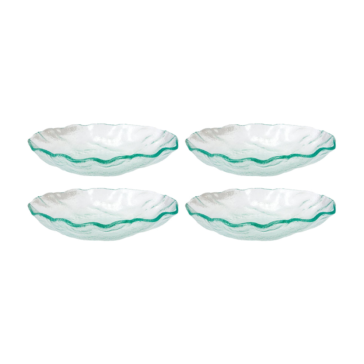 Turgla Fusion Glass dia.8" h:2" 16 oz. Round Clear Glass Bowl (Set of 4)
